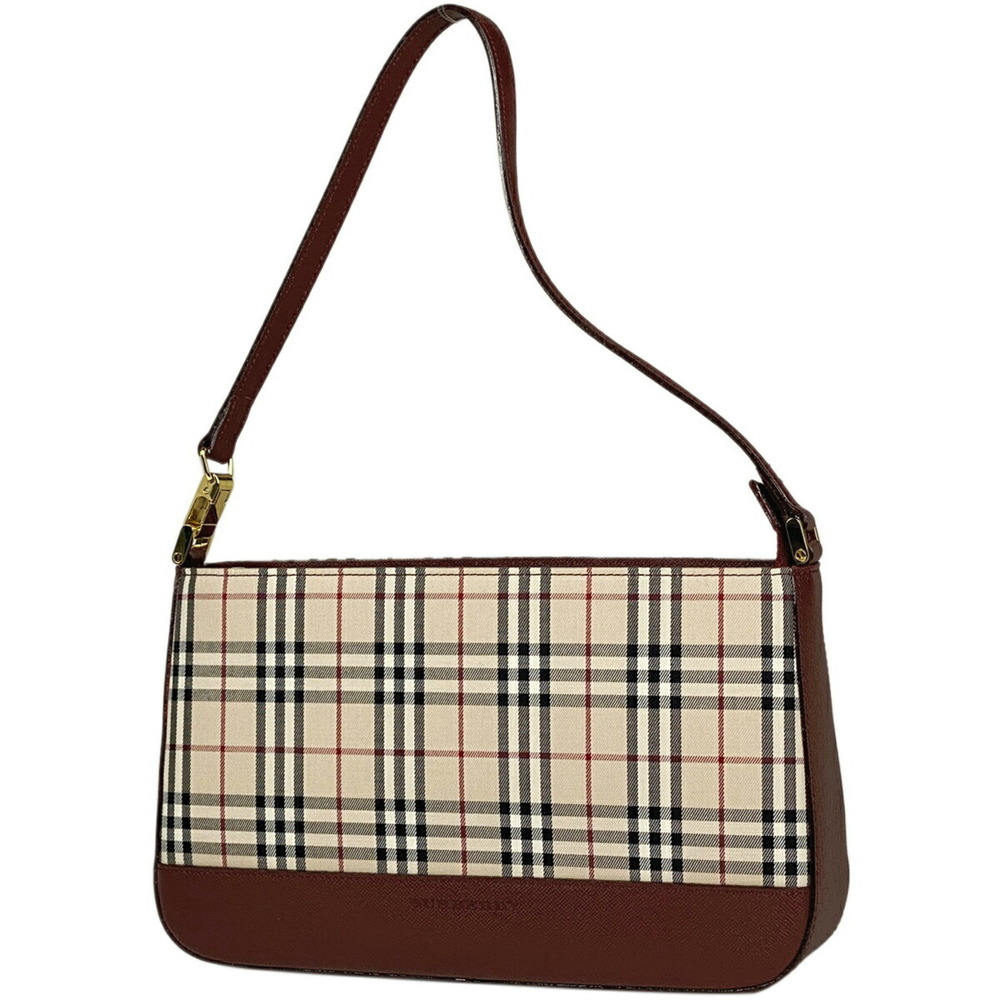 Burberry logo shoulder bag check Nova canvas beige Burgundy Red